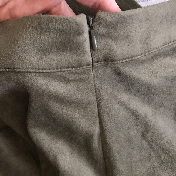 Zara Army Green Faux Suede Midi Skirt S XS - Picture 7 of 8